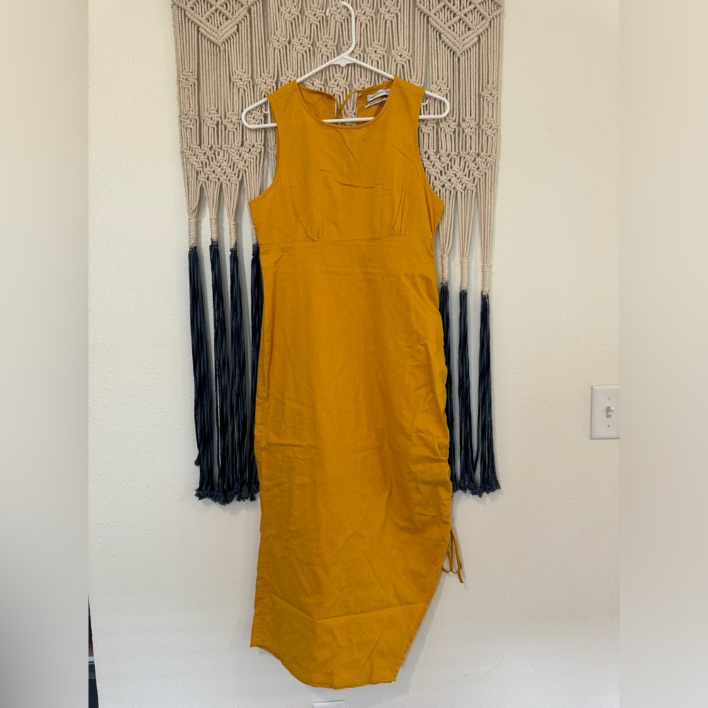 Mustard Yellow Urban Outfitters Cloth Dress